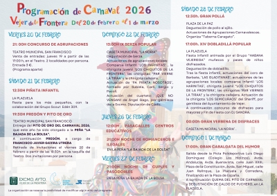PROGRAMACIÓN CARNAVAL 2026